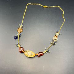 宝石箱みたい❇︎ 琥珀 水晶 ネックレス カラフル 天然石 アンバー 