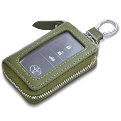 新品　ファション 1つ内側ポケット 車キーケース レディース カバー型 キーホルダー シンプル クリア窓 本革 メンズ スマートキーケース [Tonriga]