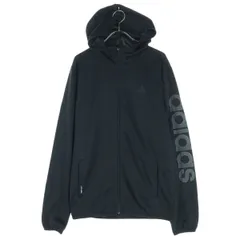 adidas アディダス ワンポイントロゴ 長袖 トラックジャケット M ブラック フーディー メンズ 古着