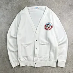 80年代 USA製 DISNEY ミッキーマウスプリント スウェットカーディガン メンズL 