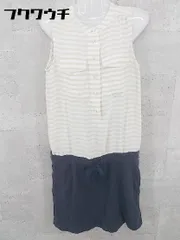 ◇ ◎ UNITED ARROWS green label relaxing 総柄 切替 ノースリーブ ワンピース ベージュ ネイビー レディース 【中古】 【1002801116767】