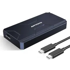 ANYOYO 40Gbps & USB4 M.2 PCIe 2280 M-KEY（B+M KEY）NVMe SSD 外付けケース ,40Gbps NVME SSD ケース , 最大2700MB/s ,アルミ合金製,USB-C接続 (EC-6902-G-JP)