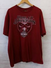【中古】HARLEY DAVIDSON ﾊｰﾚｰﾀﾞﾋﾞｯﾄﾞｿﾝ ﾌﾟﾘﾝﾄTｼｬﾂ 半袖 ｸﾙｰﾈｯｸ US古着 ﾚｯﾄﾞ XL 991865161