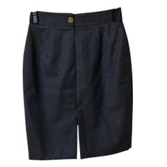 美品 Vivienne Westwood Red Label ヴィヴィアンウエストウッドレッドレーベル オーブボタン フロントスリット スカート 40 グレー レディース 古着 中古 USED