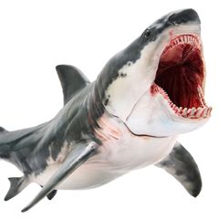 PNSO メガロドン ホホジロザメ パットン サメ 海洋動物 生物 魚類 フィギュア PVC モデル プラモデル おもちゃ プレミアム 15.8cm こどもサメ好きの孫への誕生日 プレゼント オリジナル インテリア 口が開閉可能