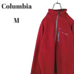 Columbia コロンビア プルオーバー ハーフジップ フリース ワンポイントロゴ 刺繍 レッド系 他 メンズ Mサイズ