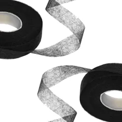 アイロンテープ 【黒2本】アイロンテープ 両面 接着 黒2本セット ／ 幅1.5㎝×約60メートル ／黒×2本