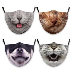 [SALUDABLE] マスク 4枚セット 猫 犬 おもしろ雑貨 変装 動物 コスプレ アニマル グッズ (セット①)