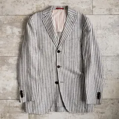 ISAIA イザイア ☆ ストライプ リネン混 コットン ジャケット 44 伊製のサムネイル