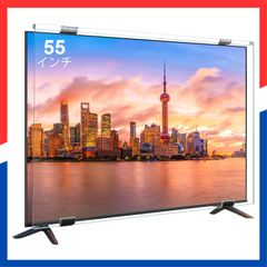 【特価商品】液晶TV保護パネル 55型対応 画面保護対策 子供の目保護対策 ブルライトカット 55inch 目に優しい 3mmアクリル製 高強度 地震対策 全透明 高透過率 テレビカバー 低反射 指紋防止 破損防止 取り付け簡単 固定用ベルト付き テレビ保護パ
