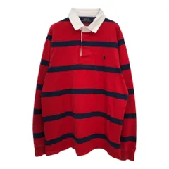 Polo by Ralph Lauren ポロ ラルフローレン ボーダー ラガーシャツ レッド(メンズ L)中古 古着 T9683