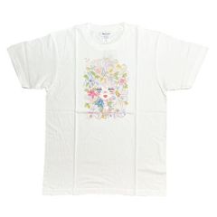 水森亜土 フェイスフラワー 半袖Tシャツ(M) ホワイト アパレル