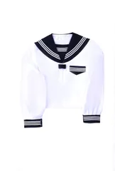 場面を選ばない本物のセーラー服 日本製 中間服 白シャツ生地 脇開 長袖 通学用 制服 礼服 結婚式 葬儀 遊び着 私服校の日常通学用に。