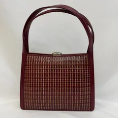 K【未使用】和装 ハンドバッグ レトロ 着物 レッド ゴールド金具