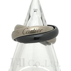 CARTIER　カルティエ　トリニティ　リング　MM　B4234147　750WG　セラミック　＃47　ブランドジュエリー　アクセサリー　指輪　7号　K18WG　18金　Au750　ホワイトゴールド　クラシック　ロゴ　3連　三連【70992】
