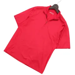 NIKE GOLF ナイキ ゴルフ 春夏 FIT DRY★ ロゴ刺繍 半袖 ハーフジップ プルオーバー シャツ Sz.M メンズ 赤