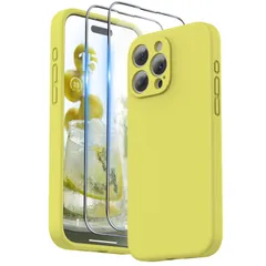 SURPHY iPhone15pro max用ケース シリコン,フィルム付き ストラップ付き 6.7インチ対応(2023) 携帯ケース iPhone15プロマックス(カメラの全面保護) 耐衝撃 超軽量 指紋防止 全面保護 ソフトカバー (カナリアイエロー)