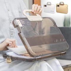 書類ケース ファイルケース 　ボックス 透明 持ち運び書類収納ケース がばっと開いて見やすい 通学 通勤