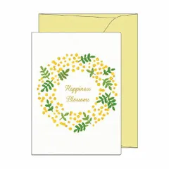 (まとめ）#紀寺商事 多目的カード フラワー多目的カード　刺繍・ミモザ  ミモザ FTC02 【×30セット】