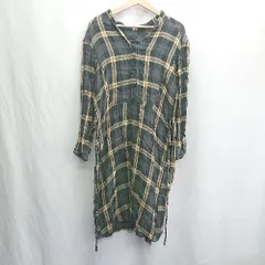 ◇ ⊇ KBF アーバンリサーチ チェック柄 長袖 膝下丈 ワンピース サイズF ネイビー系 レディース E  【1501230016605】