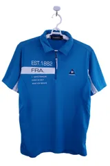 【美品】le coq sportif(ルコックスポルティフ) ハーフジップポロシャツ 青 メンズ M ゴルフ用品 2501-0616 中古