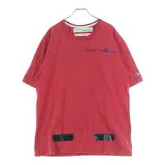 OFF-WHITE (オフホワイト) ×Champion チャンピオン ロゴ刺繍 バックプリント クルーネック半袖Tシャツ カットソー レッド OMAA029S18874050