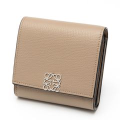 ロエベ / LOEWE　アナグラム コンパクト フラップウォレット　C821L57X01　ペブルグレインカーフ　サンド 【中古】 商品番号 S-158085
