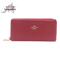 美品 COACH コーチ アコーディオン ジップ ウォレット レッド ゴールド金具 レザー F52648 長財布 ラウンドファスナー レディース 404212【中古】