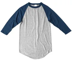 霜降グレー/ネイビー　ラグラン Tシャツ 七分袖 ベースボールTシャツ 無地 7分袖 AUGUSTA SPORTSWEAR［4420］メンズ レディース ユニセックス