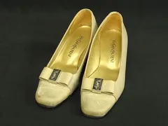 YVESSAINTLAURENT イヴサンローラン レザー ヒール パンプス 表記サイズ35 (約22.0cm) 靴 シューズ  グレージュ系×ゴールド系 DF4272