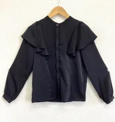 MISCH MASCH ミッシュマッシュ　フリルブラウス　黒　前隠しボタンあり　後ろリボンあり　レディース　Fサイズ