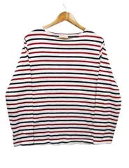 【極美品】back number バックナンバー メンズ 厚手生地の長袖カットソー Tシャツ ボーダー メンズ Lサイズ 白 ■管理番号L29198SSS25-250721-10(198)