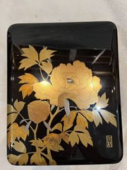 美品】篠原如雪香川伝統工芸讃岐彫木彫漆芸家手彫り硯箱文箱木箱