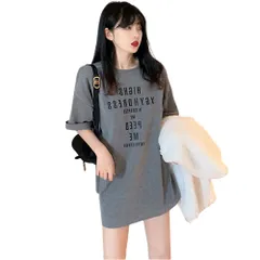 ゆるT 半袖 レディース Tシャツ トップス ゆったり カットソー 大きい プルオーバー ビッグシルエット プリント ロゴ入り 5分丈 涼しい 夏服 体型カバー 韓国 カジュアル シンプル ナチュラル お揃い コーデ 春 夏 おしゃれ かわいい