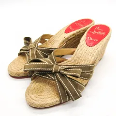 クリスチャンルブタン サンダル 本革 レザー ブランド 靴 スペイン製 レディース 38サイズ カーキ Christian Louboutin 【中古】