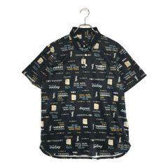 中古 メンズ ピン PING 半袖ポロシャツ LL 紺 ネイビー 総柄