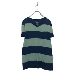 GAP 半袖 無地 Tシャツ ギャップ M ブルー ライトブルー ボーダー Vネック 古着卸 アメリカ仕入 a605-6943