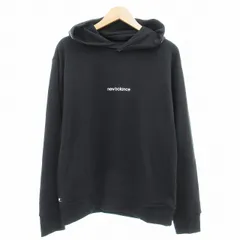 ニューバランス NEW BALANCE タグ付き Essentials Magnify Linear Graphic スウェットプルオーバーフーディー 長袖 M 黒 ブラック /AE