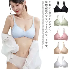 全6色 2点セット ナイトブラ ノンワイヤーブラジャー ブラジャー 小胸 谷間 L アイスシルク 育乳ブラジャー 垂れ防止 リボン 通気性 S M 接触冷感 W3S5670