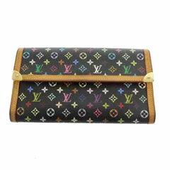 ルイヴィトン LOUIS VUITTON モノグラム マルチカラー ポルトトレゾール インターナショナル 三つ折り 長財布 M92658 黒 ブラック ブランド古着ベクトル 中古●▲250929