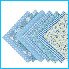 【数量限定】サムコス 7枚図案セット 生地 布 50*50cm 花柄 パッチワーク布 カットクロス 綿 DIY手芸用 ハンドメイド 小花 はぎれ 花 縫う手作り パッチワー 室内装飾 (ブルー)