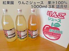 紅果園　果汁100%りんごジュース1000ml 3本入 詰合せ