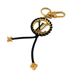 【未使用品】LOUIS VUITTON　ヴィトン　キーホルダー　ベリー　バッグチャーム　M63082　モノグラム　フラワー　LVサークル　編み込み　ブラック　ゴールド　☆正規品☆