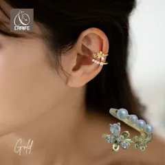 イヤーカフ イヤカフ イヤーカフス パール ジルコニア 金属アレルギー対応 14K ニッケルフリー レディース 大人 個性的 モダン かわいい エレガント ジュエリー ゴールド 片耳用 送料無料 プチプライス高見え CRAIFE