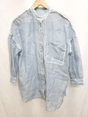 ◇ ⊂ classicalelf シアー　バイカラー　パイピング 長袖 シャツ　ブラウス サイズM ブルー レディース P  【1409250027727】