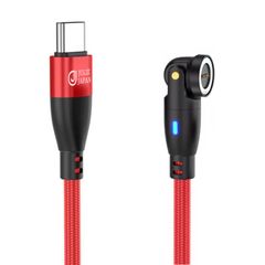 JJ JULIE JAPAN マグネット充電ケーブル 9pin PD 60W ケーブルのみ 端子なし QC データ通信対応 スイングヘッド ブラック 2m_1本 レッドのサムネイル