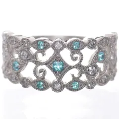 指輪 レディース パライバトルマリン プラチナ ダイヤモンド Pt950 ミル打ち 幅広 刻印入り 鑑別書付き 日本製【人気アイテム】【アクセサリーマート/メルカリShops店】