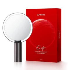 AMIRO 化粧鏡 女優ミラー 8インチ LEDミラー  3色モード 高色彩還元 人感センサー メモリー機能 化粧ミラー 卓上ミラー メイクミラー 回転可能 タッチ式 USB充電 ブラック