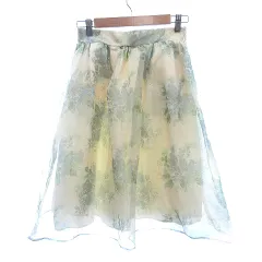 ダズリン dazzlin フレアスカート ミモレ ロング オーガンジー 花柄 S アイボリー 白 ホワイト /AU