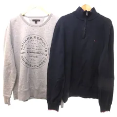 トミーヒルフィガー TOMMY HILFIGER バナナリパブリック BANANA REPUBLIC 2点セット まとめ スウェット ハーフジップニット ロゴ グレー 紺 ネイビー